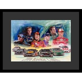 Nascar (Clint Bowyer, Reed Sorenson, JJ Yeley, Denny Hamlin, Martin Truex Jr.) Framed Sports Poster Print - 11" X 17"