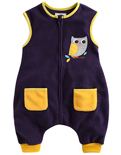 Vaenait Baby Kids Girls 1-7Y Micro Fleece Wearable Blanket Sleeping Sack Yellow Owl