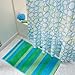 InterDesign Microfiber Stripz Bathroom Shower Accent Rug, 34 x 21, Blue/Green