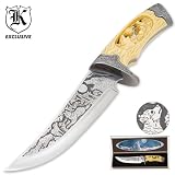 Custom Faux Ivory Wildlife Wolf Bowie Knife