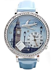 Flying to The Big Ben Pattern Watch Rhinestone Decorated Quartz Women Wristwatch