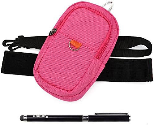 Universal Multifunctional Fashion Sport Belt Waist Bag / Zipper Pockets Money Purse / Mobile phone Pouch Case bag/ large capacity Outdoor Cycling Climbing Hiking Camping Travel Shoulder Bag for iphone 6 plus,iphone 6 ,5s, Samsung Galaxy Note 3 Note 4 Note Edge,Samsung S5,S4,Nokia Lumia ,Sony Xperia Z2 Z3,LG G3 G2,HTC One + 2 in 1 stylus pen (Rose)