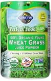 Garden of Life Perfect Food&reg; RAW - 100% Organic  Young Wheat Grass Juice Powder, 120g Powder