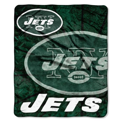 NFL New York Jets 50-Inch by 60-Inch Raschel Plush 
