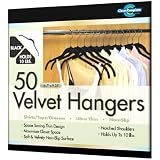 Closet Complete Ultra Thin No Slip Velvet Hangers for Shirts and Dresses, Black, Set of 50 ~ Closet Complete