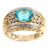 Gold-Exotic: 14K Apatite and Diamond Ring