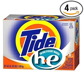 Tide HE Detergent for High Efficiency Washers, Powder, Original Scent, 31-Load Boxes (Pack of 4)