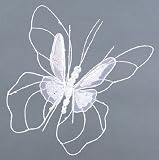 12 Winter White Decorative Glittered Butterfly Clip-on Christmas Ornaments