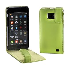 MaryCom PREMIUM QUALIT�T Leder Handytasche gr�n f�r Samsung Galaxy S II (i9100) Smartphone mit Magnetverschluss + gratis Displayschutzfolie / LTG i9100