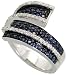 14k White Gold Ring 5/8" (16mm) Wide, W/ 0.38 Carat Round Brilliant Diamonds & 1.09 Carats Round Cut Blue Sapphire Stones, Size 8