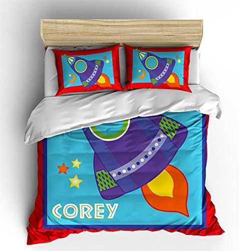 Outer Space Adventures Theme Kids Personalized Bedding/Duvet Cover, Twin (68"x88")