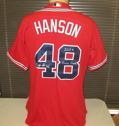 Tommy Hanson Signed Game Used Red Atlanta Braves Jersey - Autographed MLB Helmets and Hats
