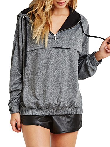 Women's Hooded Zipper Color Block Sweatshirt