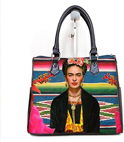 LaHuo Mexico's Female Artists Frida Kahlo Women Barrel Type Handbag Lady Fashion Tote Top Handle(Twin Sides)