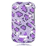 Talon Full Diamond Bling Phone Shell for Motorola i475 - Leopard - Boost Mobile - 1 Pack - Case - Retail Packaging - Purple/Black