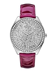 GUESS Womens W0155L2 Extra Dazzling Silver-Tone Trend Hot Pink Watch