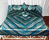 Stylish Patch Work Silk Bedspread with Pillow Covers & Cushion Covers