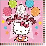 Amscan Hello Kitty Balloon Dreams 6-1/2" x 6-1/2" Luncheon Napkins, 16-Count