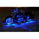 Blue Motorcycle LED Neon Accent Lighting Kit with 10 Chrome LED Light Pods by Pivotal Powersports
