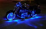 Blue Motorcycle LED Neon Accent Lighting Kit with 10 Chrome LED Light Pods