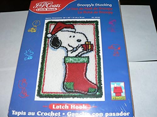 Peanuts Snoopy's Stocking Latch Hook Crochet Rug Kit Christmas 20" x 30"