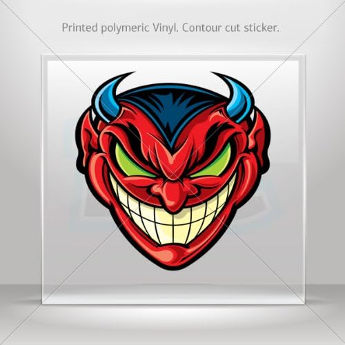 Decal Stickers Devil Evil Smiles Evil Satan Hell Vehicle Garage door 6 X 5.9 Inches Vinyl color print 0600 RS3X6