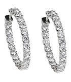 18k White Gold 3/4 Inside-Out Diamond Hoop Earrings (7.11 cttw, E-F Color, SI1-SI2 Clarity)