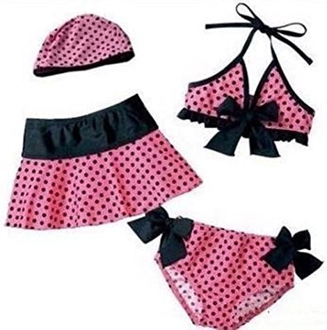 Pink &amp; Black Baby Toddler Girls Swimwear Bikini Kids Swimsuit SW3 (6T(130CM))