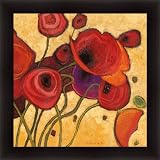Poppies Wildly II by Shirley Novak Red Orange Modern Floral Wall Art Print Framed Décor