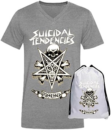 Ninoo Heavy Metal Band Suicidal Tendencies Design V-Neck T Shirt for Men Grey