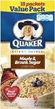 Quaker Instant Oatmeal, Maple Brown Sugar, 18-Count Boxes (Pack of 4)