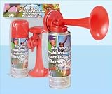 Produkt-Bild: 2 St&uuml;ck laute Druckluftfanfaren mit je 250ml Gas, Airhorn, Drucklufttr&ouml;te, Partyhorn