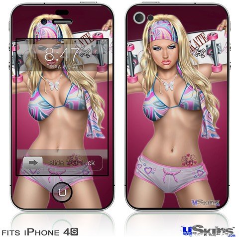 iPhone 4S Skin  Boarder Pin Up Girl