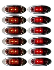 Automotive Parts and Accessories: 6 RED + 6 Amber 2" AutoSmart KL-15114 Oval LED Clearance/Side Marker Light with Chrome Bezel for TRUCK TRAILER Set of 12 - KT