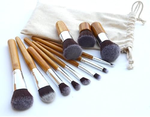 11 Pcs Makeup Brush Set Bamboo Handle Makeup Brushes Premium Synthetic Kabuki Foundation Blending Blush Concealer Eye Face Liquid Powder Cream Cosmetics Brushes Kit With Bag