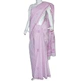 Fashion Saris Chikan Embroidered on Cotton Pink (chsari107)