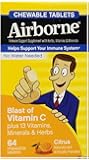 Airborne Vitamin C Immune Support Supplement, Chewable Tablets, Citrus, 64 Count