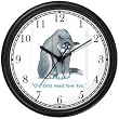 Old Gray Cat Cat Cartoon or Comic - JP Animal Wall Clock by WatchBuddy Timepieces (Slate Blue Frame)