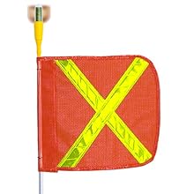 Flagstaff G3 Safety Flag with White Reflective X and Flashing Light, Threaded Hex Base