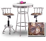 IMAGE OF Chrome Bar Table & 2 Chrome Adjustable 24