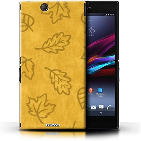 KOBALT® Protective Hard Back Phone Case / Cover for Sony Xperia Z Ultra | Yellow Design | Textile Effect Leaf Pattern Collection