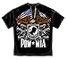 Military T-Shirt Double Flag Eagle Pow Black