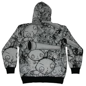 FAMILY GUY STEWIE GRIFFIN COLLAGE 2-Sized Front Zip Licensed Hooded Sweatshirt