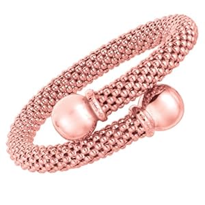 Sterling Silver Color 8mm Rose Gold Plated Polished Bubble Textured Bracelet - 7.5 Inch - JewelryWeb