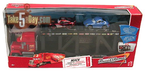 Disney Pixar Cars Playset Mack Transporter Truck with Radiator Springs Lightning McQueen and Sally