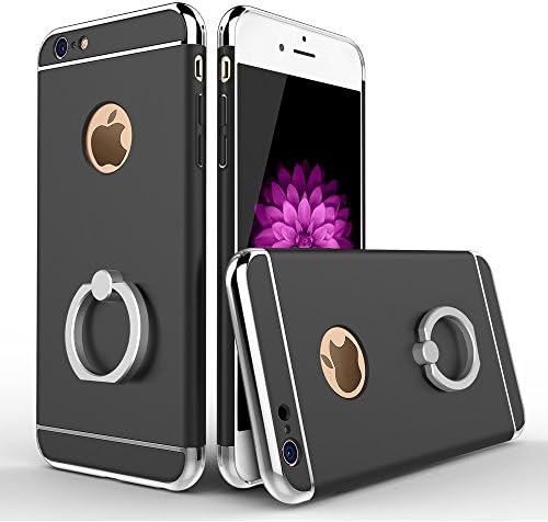 IChanger iPhone 6/6s Case, Slim Fit 3 in 1 Ultra Thin Hard Protective Luxury Case with Anti-Drop 360 Degree Rotating Holder Car Mount Ring Holder for iPhone 6 /iPhone 6s(4.7Inch)(Black)