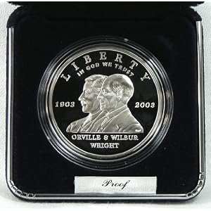 2003 Proof First Flight Centennial Commemorative Silver Dollar with Box by US Mint