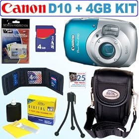 Canon PowerShot D10 12.1 MP Waterproof Digital Camera + 4GB Accessory Kit Canon PowerShot D10 12.1 MP Waterproof Digital Camera + 4GB Accessory Kit