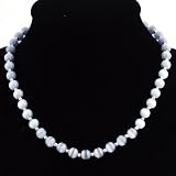 EXP Handmade Grey-White Fusion Glass & Silver Necklace