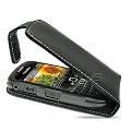 Celicious Black Genuine Leather Flip Carry Case for Blackberry Curve 3G 9300 / Curve 8520 with Screen Protector